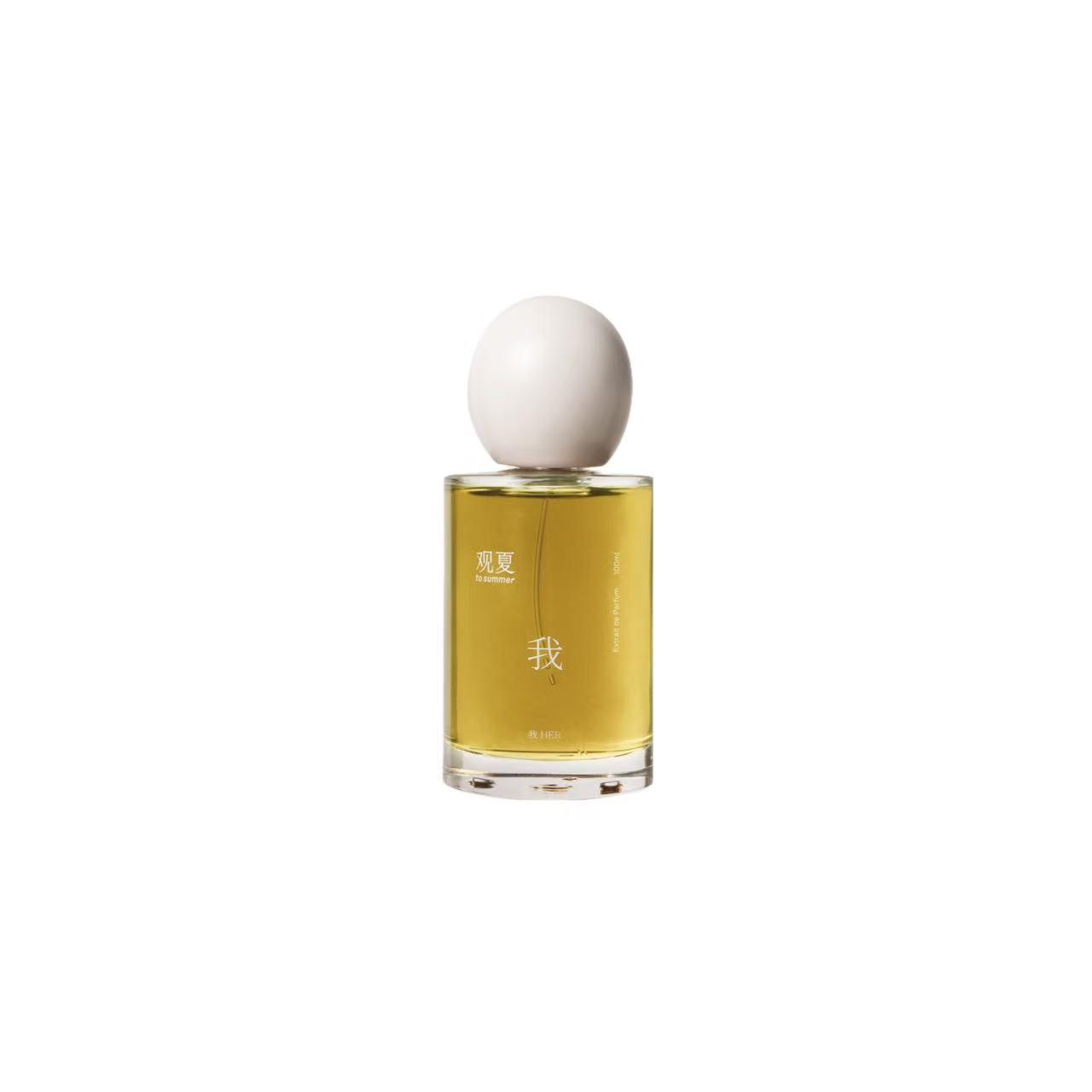 Minimalist bottle design of To Summer HER perfume, inspired by modern zen aesthetics
